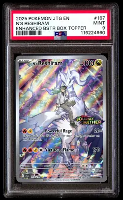 PSA 9 N's Reshiram 167 Pokemon Jtg En Journey Together 2025 Enhanced Topper - Image 1