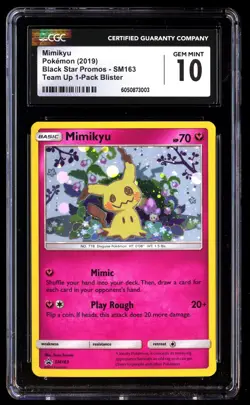 CGC 10 Mimikyu SM163 Pokemon Black Star Promos 2019 English - Image 1
