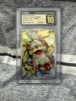 CGC 10 Pristine Hisuian Growlithe 075/066 AR Art Rare Crimson Haze sv5a Pokemon - Image 1