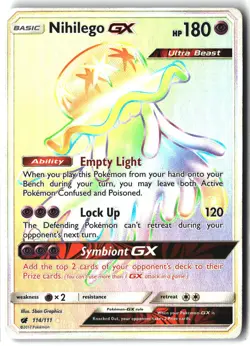 Nihilego GX ⭐ 114/111 Holo Rare Rainbow Crimson Invasion 2017 Pokemon NM - Image 1