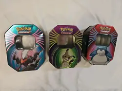 Lot of 3 Empty Pokemon Tins Snorlax Darkrai Mimikyu - Image 3