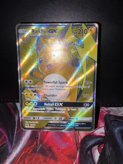 Pokemon TCG Raichu GX SM90 Black Star Promo DM Hidden Fates Damaged - Image 1