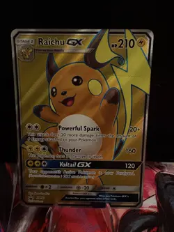 Pokemon TCG Raichu GX SM90 Black Star Promo DM Hidden Fates Damaged - Image 2