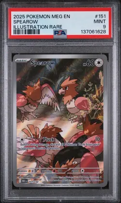 SPEAROW #151 ILLUSTRATION RARE 2025 POKEMON MEG EN MEGA EVOLUTIONS PSA 9 MINT - Image 1