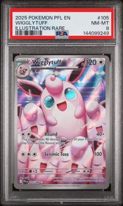 WIGGLYTUFF #105 ILLUSTRATION RARE 2025 POKEMON PFL EN PHANTASMAL FLAMES PSA 8 - Image 1