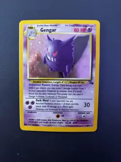 Pokemon Gengar Fossil 1st Edition Holo Rare 5/62 English 1999 Trading Card - Image 1