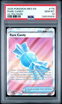 2025 POKEMON MEG EN-MEGA EVOLUTION 175 RARE CANDY ULTRA RARE PSA 10 - Image 1