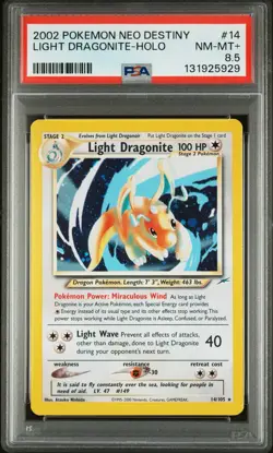 2002 Pokemon Neo Destiny #14 Light Dragonite-Holo⭐NM-MT 8.5 Low Pop!! 1 of 10 - Image 1