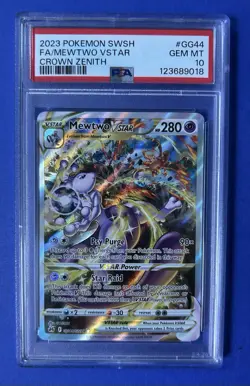 2023 Pokemon Swsh FA/MewTwo VStar Crown Zenith #GG44 PSA 10 GEM MT - Image 1