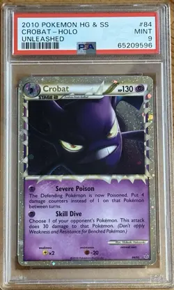 2010 Pokemon HeartGold & SoulSilver Unleashed Crobat Prime Holo PSA 9 Mint - Image 1