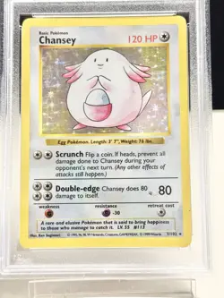 1999 Pokemon Base Set Holo Shadowless Chansey #3 PSA 3 - Image 2