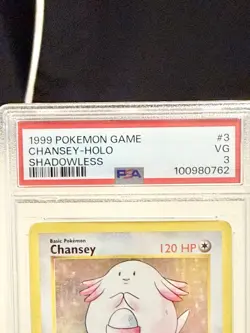 1999 Pokemon Base Set Holo Shadowless Chansey #3 PSA 3 - Image 3