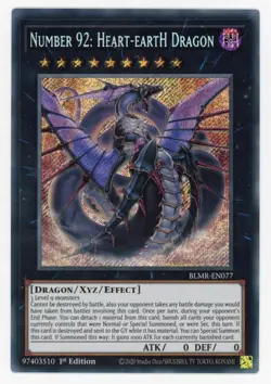 Yugioh Number 92: Heart-EartH Dragon BLMR-EN077 Secret Rare 1st NM - Image 1