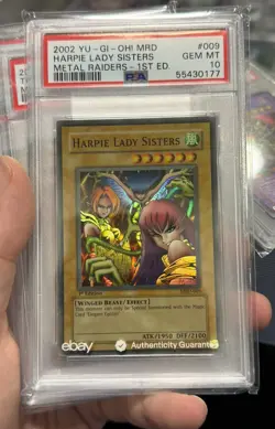 YuGiOh! 2002 Harpie Lady Sisters MRD-009 1st Edition PSA 10 Metal Raiders - Image 1