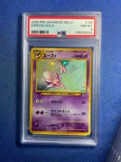 2000 Pokemon P.M. Japanese Neo 2 ESPEON Holo Foil Card #196 PSA 8 NM-MT - Image 1