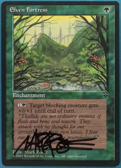 Elven Fortress (C) Fallen Empires NM Green Common SIGNED CARD (430609) ABUGames - Image 1