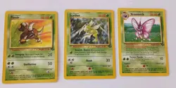 3 - Pokemon RARE Cards Pinsir 25/64 Scyther 26/64 Venomoth 29/64 1999 Wizards - Image 1