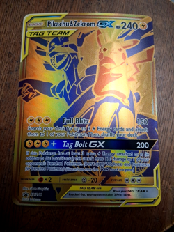 Pokemon Jumbo Card Pikachu & Zekrom GX Tag Team Gold Promo SM248 NM Fast Ship - Image 1