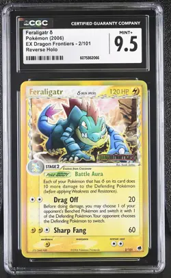 CGC 9.5 Feraligatr EX Dragon Frontiers 2/101 Reverse Holo STAMPED Pokemon Card - Image 1