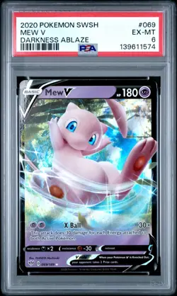 2020 POKEMON SWORD & SHIELD DARKNESS ABLAZE #069 MEW V PSA 6 - Image 1
