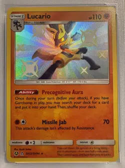 2019 POKEMON SUN & MOON HIDDEN FATES #SV22 LUCARIO-HOLO PSA 10 - Image 2