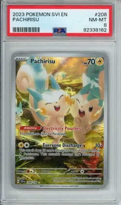 PSA 8 PACHIRISU 208 2023 POKEMON SVI SCARLET & VIOLET ILLUSTRATION RARE NM MINT - Image 1
