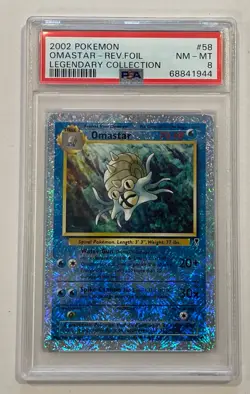 2002 POKEMON LEGENDARY COLLECTION #57 OMANYTE-REVERSE FOIL PSA 8 - Image 1