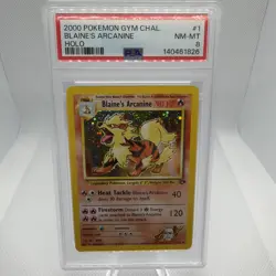 Pokemon Blaine's Arcanine 1/132 Gym Challenge Unlimited Holo Rare PSA 8 NM-MT - Image 1