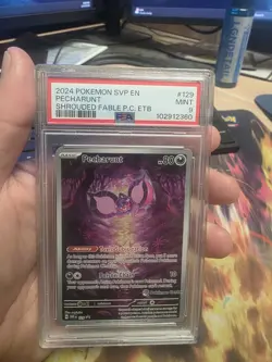 2024 POKEMON SVP SHROUDED FABLE PECHARUNT 129 POKEMON CENTER ETB PSA 9 - Image 1