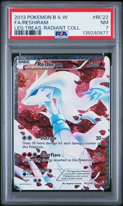 2013 POKEMON B&W LEGEND TREASURES RADIANT COLL #RC22 FULL ART/RESHIRAM PSA 7 - Image 1