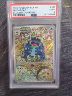 Pokemon TCG SV Black Bolt English Seismitoad #105/086 Illustration Rare, PSA 9 - Image 1