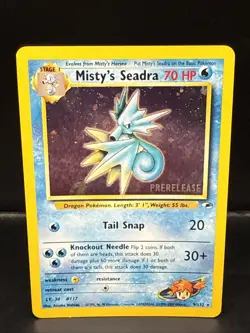 Pokemon TCG Misty's Seadra Holo Rare Gym Heroes Prerelease 9/132 BK - Image 1