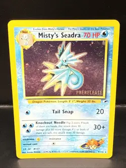 Pokemon TCG Misty's Seadra Holo Rare Gym Heroes Prerelease 9/132 BK - Image 2