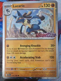 Pokemon TCG: Lucario 114/198 Stamped Cosmos Holo Scarlet & Violet Near Mint - Image 1