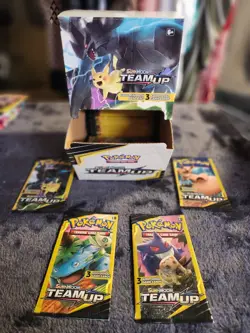 Pokemon Sun and Moon Team Up Mini Booster Packs and factory box - 65 Packs - Image 3