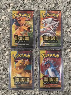 Pokemon TCG Dragon Majesty Booster Pack ART SET 4 Packs - Sun & Moon Sealed NEW - Image 1