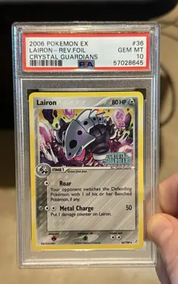 Pokemon 2006 EX Crystal Guardians Lairon 36/100 Reverse Holo PSA 10 POP 7 - Image 1