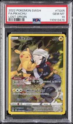 2022 POKEMON SWORD & SHIELD LOST ORIGIN #TG05 FULL ART/PIKACHU PSA 10 - Image 1