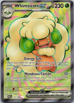 Whimsicott ex #157/086 Ultra Rare Holo SV: White Flare Pokemon NM - Image 1