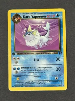 Pokemon 1st Edition Dark Vaporeon 45/82 Team Rocket Regular - DMG Damaged Poor - Image 3