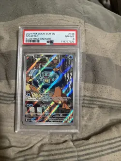 2024 Pokemon SCR en Squirtle 148/142 Illustration Rare PSA 8 - Image 1