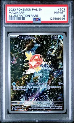 2023 POKEMON PAL EN-PALDEA EVOLVED ILLUSTRATION RARE #203 MAGIKARP PSA 8 - Image 1