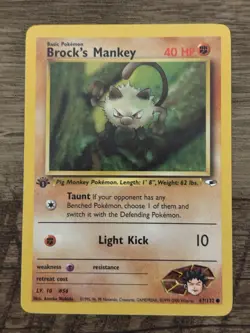 Pokemon TCG Brock's Mankey Gym Heroes 1st Edition Common 67/132 40 HP English - Image 1