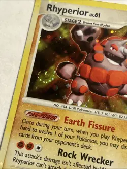 2007 Pokemon Rhyperior 12/130 Diamond and Pearl Holo HP Swirl - Image 3