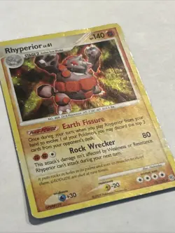 2007 Pokemon Rhyperior 12/130 Diamond and Pearl Holo HP Swirl - Image 4