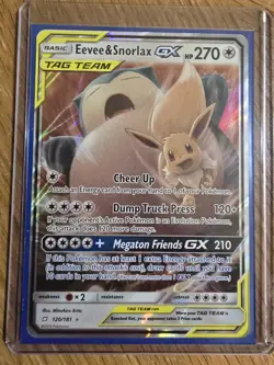 Pokemon Eevee & Snorlax GX TAG TEAM Ultra Rare Holo Sm-Team Up 120/181 - Image 1