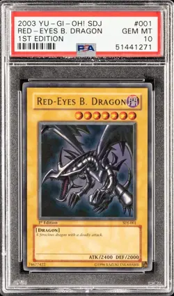 2003 Red-Eyes B. Dragon 1st Edition SDJ-001 PSA 10 Yugioh - Image 1