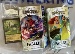 Disney Lorcana Fabled Starter Decks (Set of 2) plus promo card and Pin - Image 1
