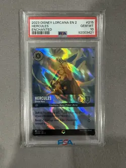 Disney Lorcana Hercules Divine Hero Rise of Floodborn Enchanted #215 PSA 10 GEM - Image 1