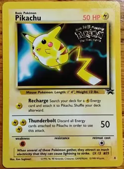 Pokemon Pikachu Promo Card Wizards Black Star Promos Rare 1999 Kids WB 50 HP - Image 1